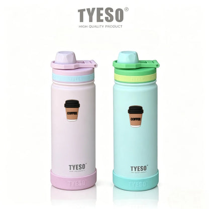Tyeso 600ml Sports Kettle Portable Water Cup with Non-slip Silicone Cover Leakproof Lightweight for Cold Drink with Coffee Stick