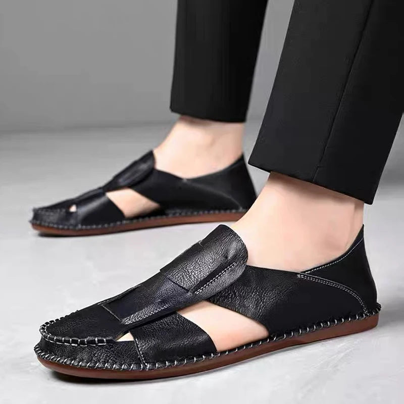 Men's Fashionable Summer Hollow-out Breathable Slip-on Shoes Anti-slip Wear-resistant Casual Loafers-WC616