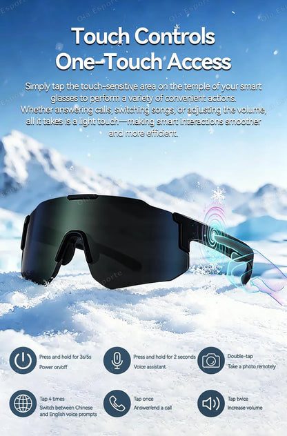 Smart Cycling Glasses Men Bluetooth UV400 Polarized Sunglasses Man AI Voice Intelligent Headphones Call Music Play Camera Remote