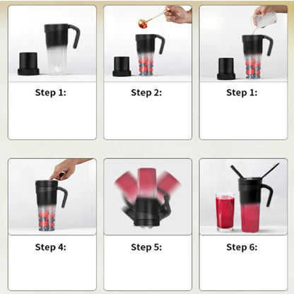 Portable Electric Juicer USB Rechargeable Multifunctional Blender Juicer Cup Suitable for Juice Milkshakes 6 Blades Cutter 470ML