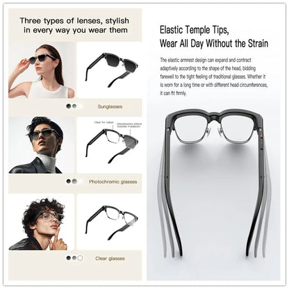 2026 New 8MP Ultra-Wide HD Camera Smart Glasses Video Record 4GB AI Photo Recognition BT Call Translation Voice Smart Glasses