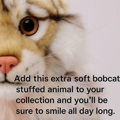 Realistic Lynx Bobcat Stuffed Animal Plush Toy 13.7in Ultra-Soft Lifelike Wild Cat Figure Kids Gift Home Decor Collectible