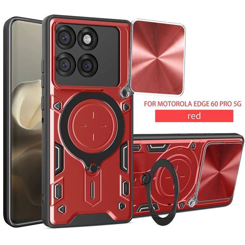 For Motorola Moto Edge 60 Pro 5G Case Shockproof Armor Cover For Moto Edge60 Pro Magnetic Holder Ring Stand Lens Protect Funda