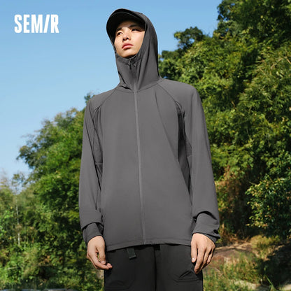 Semir Men Jacket UV Protection Cool Feeling Breathable Knit Elastic Hooded 2026 Summer Comfortable Outdoor Fashion Top