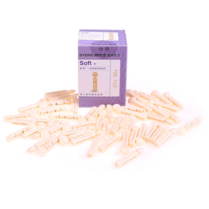 50Pcs Sterile 21G Lancets Single Use Blood Test Testing Kits Glucose Cholesterol