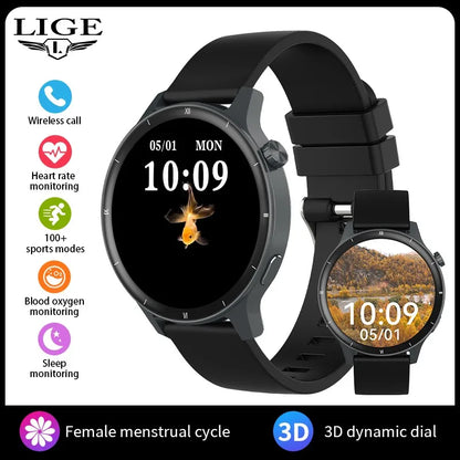 LIGE Smartwatch dla mężczyzn i kobiet Luksusowy Wodoszczelny Zegarek Sportowy z Pełnym Ekranem Dotykowym Smartwatch Fitness dla Xiaomi Huawei Android iOS iPhone