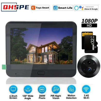 Door Camera Icam365 Peephole camera home wireless phone  4.3 Screen Night PIR wifi wireless Security protection Smart home