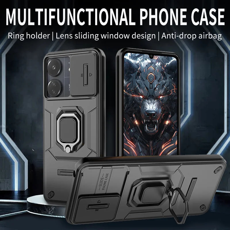 Armor Shockproof Case For Xiaomi Redmi 13 4G Redmi 13C 5G Protective Cover Ring Magnetic Holder Coque Fundas Capa