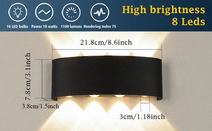 LED Wall Lamp AC110-265 IP65 Outdoor Waterproof Aluminum Wall Light Up Down luminous lighting Indoor  Stair Garden Sconce Light
