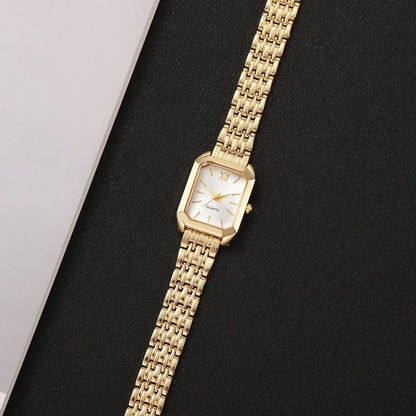2PCS/Set Elegant Rectangle Women Quartz Watch Fashion Roma Dial Ladies Wristwatches Bracelet Set Reloj Mujer Clock (Without Box)