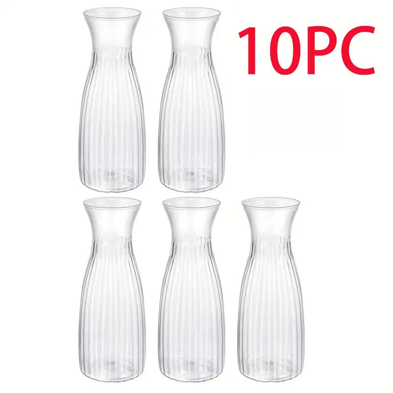 Striped Design Clear Plastic Vases for DIY Floral Arrangements Durable Home Wedding Table Centerpiece Decor