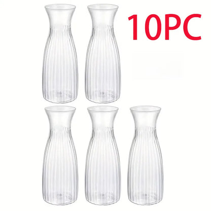 Striped Design Clear Plastic Vases for DIY Floral Arrangements Durable Home Wedding Table Centerpiece Decor