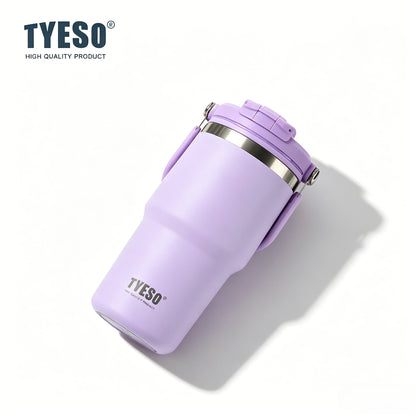 Tyeso 600ML Vacuum Flasks Handle Coffee Mug 304 Stainless Steel Ice Cup Car Bottle Hot Cold Retention Drinkware for Outdoor