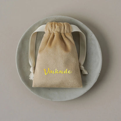 100pcs Custom Logo Jewelery Velvet Drawstring Bag Soft Champagne Velvet Suede Pouches Packaging for Wedding Party Gift Organizer