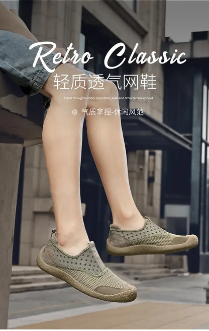 Summer Mesh Shoes Men Sneakers Plus Size Lightweight Breathable Walking Footwear New Slip-On Comfortable Casual Men's Shoes