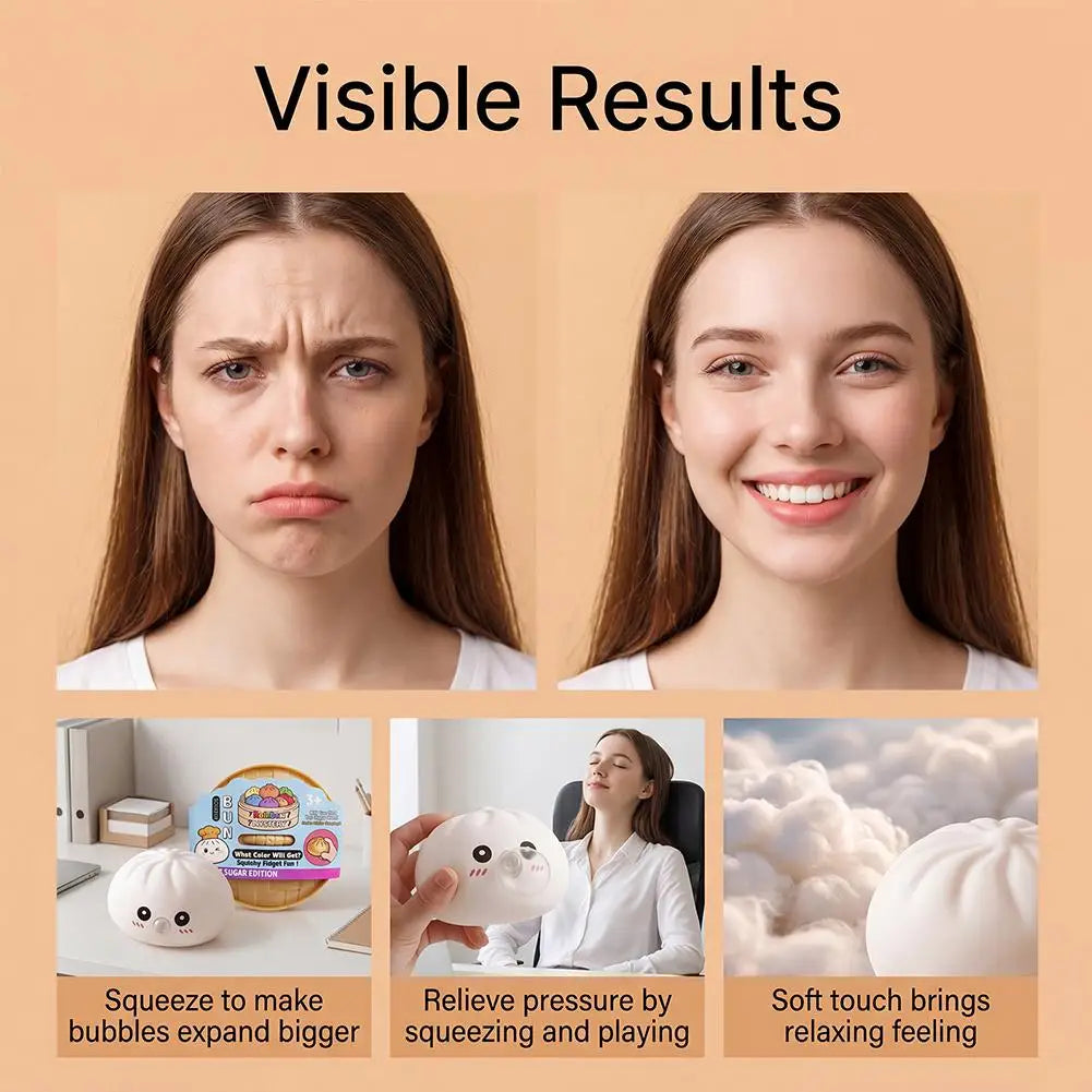 2026 Upgrade Soft Dumpling Pinch Toys Blowing Bubbles Squishy Relief Stress Mystery Blind Box Rebound Steamed Bun Squeeze Ball