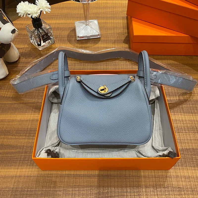 Women's Handbag 2025 New Style Top Layer Cowhide Leather Lundy Mini Doctor Bag Genuine Leather Handbag Single Shoulder Crossb...