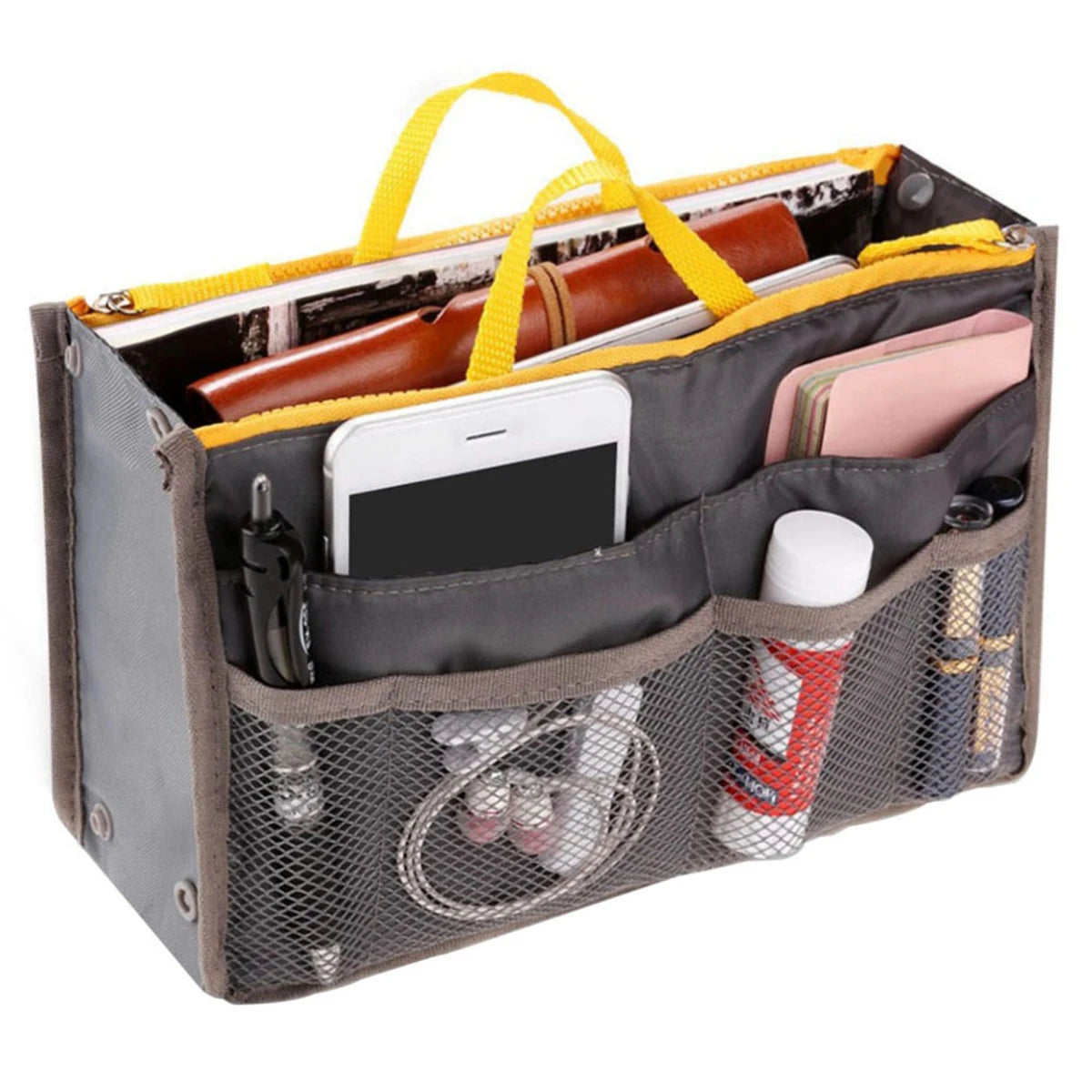 Multifunctional Bi-fold Storage Bag Large Capacity Makeup Bag with Mesh Grid Travel Storage Bag Mommy Bag Multi Pocket Cosmetic