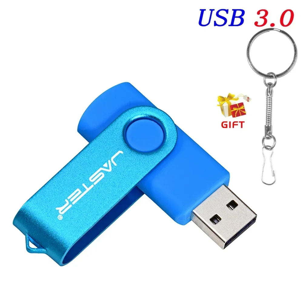 High Speed Mini USB 3.0 Flash Drive 128GB Rotatable Memory Stick Free Key Chain Pen Drive 64GB Red Pendrive Black U Disk 32GB