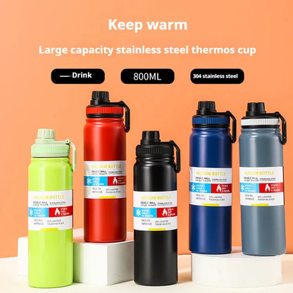 600/800/1000ML Sport Vacuum Flask Stainless Steel Thermal Water Bottle Car Insulated Cup Keeps Cold and Heat Travel Thermal Mug