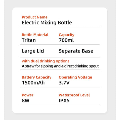 large capacity Electric Protein Shaker Mixing Cup Automatic Self Stirring Water Bottle Mixer Type-C interface