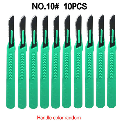 Aseptic Disposable 10# Round Head 10 Scalpels, 11 Point Scalpels For Surgical Skin, Laboratory Anatomy, Carving And Craft Hobby