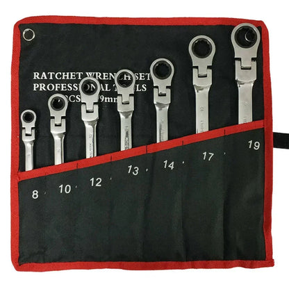 Flex-Head Ratcheting Combination Wrench Set SAE 1/4''-13/16'' Premium 72-Teeth Gear Chrome Organizer Auto Repair Tool