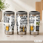Funny Beer Quotes Vacuum Flasks 4-in-1 Stainless Steel Can Cooler Insulated Beer Soda Coffee Holder Dual Lids Fits 12oz