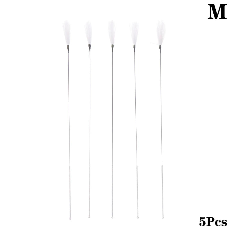 1/5Pcs Goose Feather Stick Ear Picking Elastic Earwax Cleaner Stick Massage Chicken Peacock Feather Silver Needle Ear Dig Tool