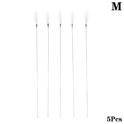 1/5Pcs Goose Feather Stick Ear Picking Elastic Earwax Cleaner Stick Massage Chicken Peacock Feather Silver Needle Ear Dig Tool