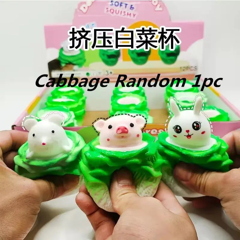 Funny Pop-Up Slow Rebound Squishy Cheese Mouse Cup Hand Antistress Reliever Squirrel Cup Toys for Children Adults