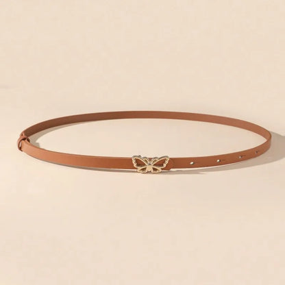 A small waist belt with a butterfly buckle, suitable for dresses, shirts and jeans. It's a new summer style that cinches the wai