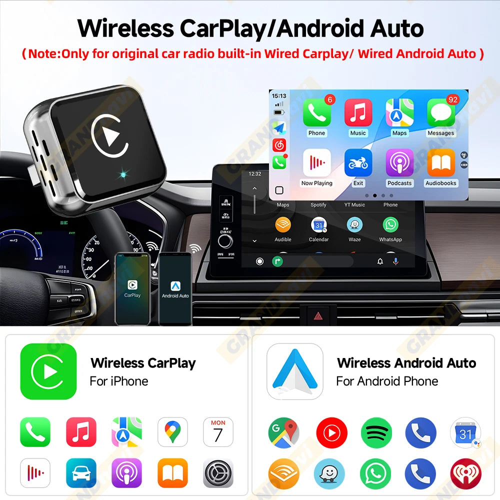 Wireless CarPlay For Apple iPhone Airplay Smart AI Box Bluetooth WiFi Android Auto Connect Car System 3in1 Car Play Adapter
