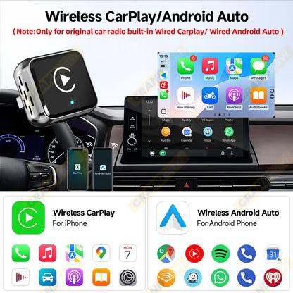 Wireless CarPlay For Apple iPhone Airplay Smart AI Box Bluetooth WiFi Android Auto Connect Car System 3in1 Car Play Adapter