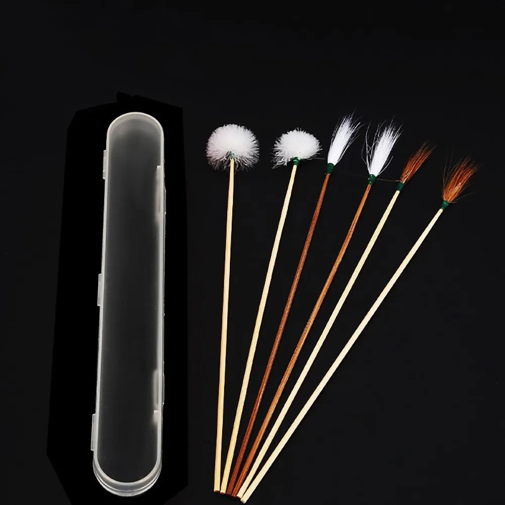 6/8/10PCS Bamboo Handle Goose Feather Earpick Stainless Steel Spoon Cleaner Wax Cleaner Tool Stick Design Ear Massage Set