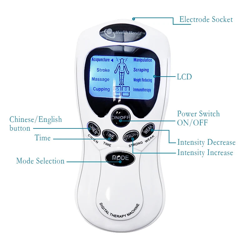 Electric Tens Unit Massager Muscle Digital Massage Electric Body LCD Display Machine Meridian Physiotherapy Digital Massage Tool