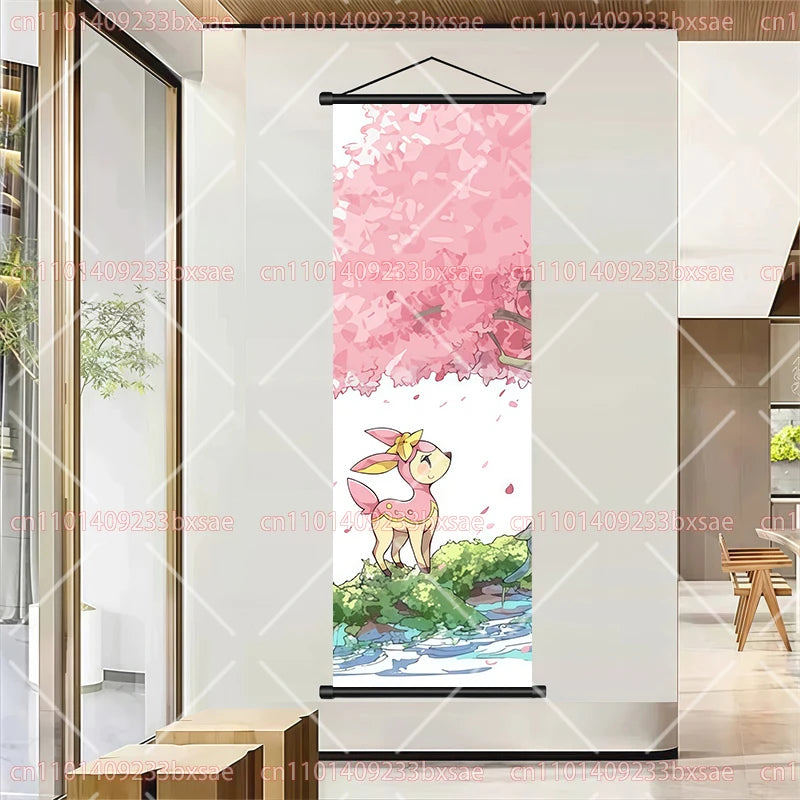 Pokémon Retro HD Scroll Painting Poster Squirtle Eevee Charmander Bulbasaur Gyarados Charizard Fan Collection Children's Gift