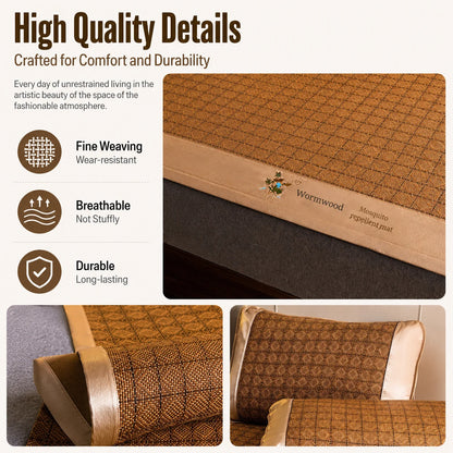 Ice Silk Summer Cooling Mat Natural Vine Foldable Double-Sided Bamboo Mat for 1.5/1.8m Bed Naked Sleeping Dormitory Home Use