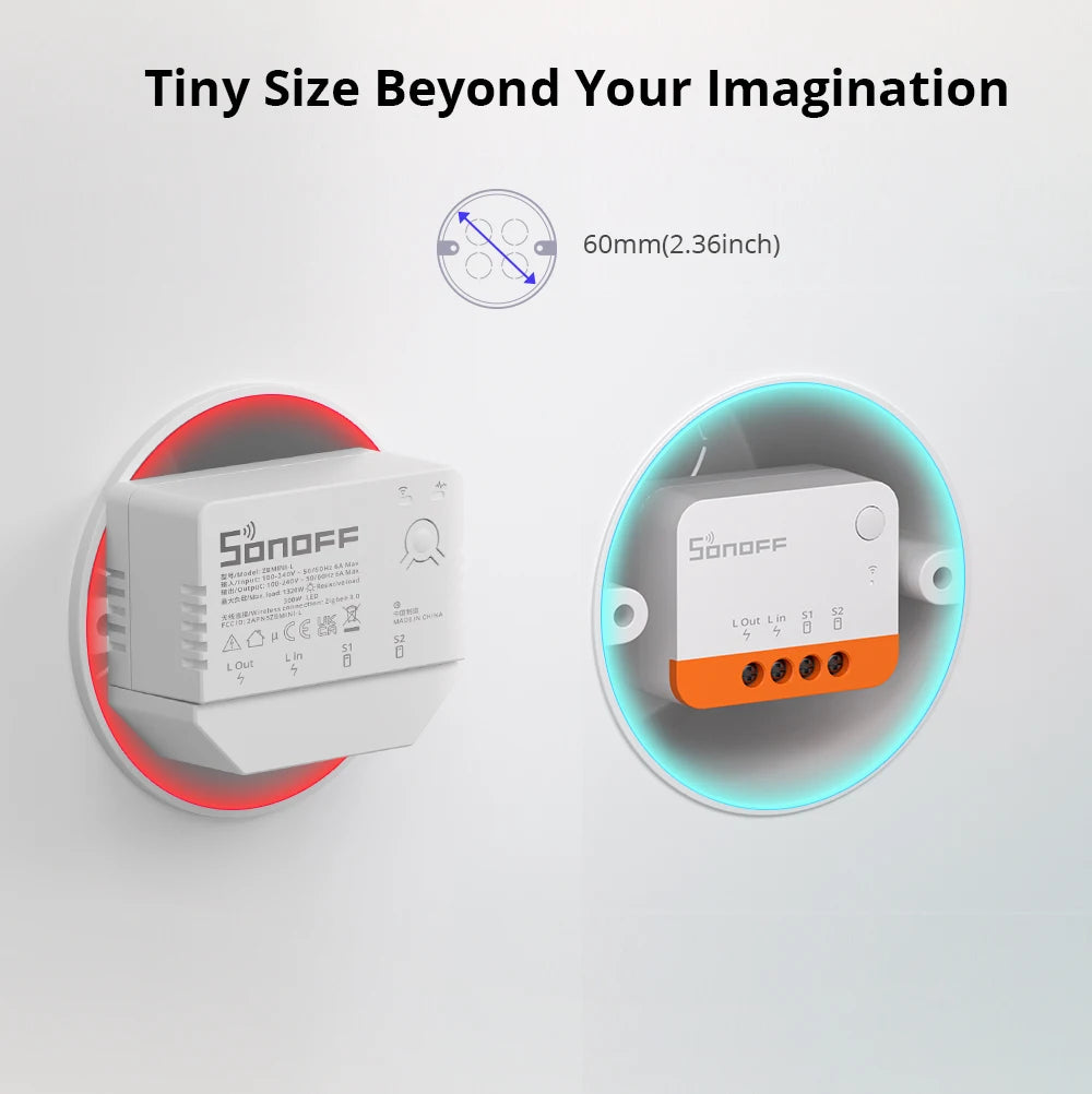 SONOFF ZBMINI-L2/ZBMINIR2 Zigbee DIY Smart Switch Module No Neutral Wire Require 2 Way Control Home Automation For Alexa eWelink
