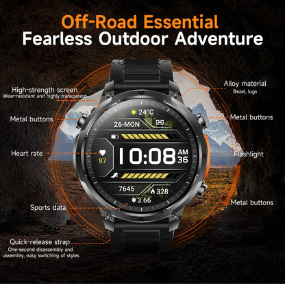 LIGE 2026 Nowy Męski Wojskowy Zegarek Smartwatch GPS Mapa Kompas Pamięć 4GB Bateria 1000mAh Wodoodporność 10ATM Rozmowy Bluetooth HD