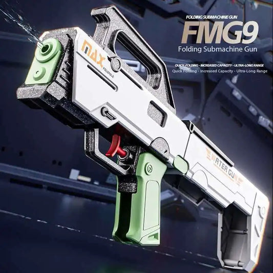 New FMG9 Folding Submachine Water Gun With Manual Continuous Firing Ultra Long Range Large Capacity  Water Play Toys Water Gun ﻿