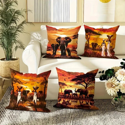 African elephant decorative pillowcase, pillowcase ultra-soft polyester material living room sofa back car pillowcase decoration