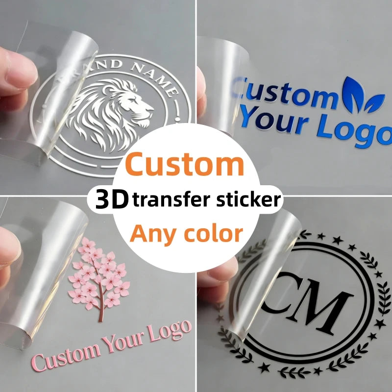 50PCS Custom DTF Transfer Stickers 3D UV Print Personalized DIY Company Logo Crystal Self-adhesive Label On Bottles Packing Box