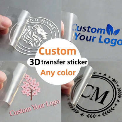 50PCS Custom DTF Transfer Stickers 3D UV Print Personalized DIY Company Logo Crystal Self-adhesive Label On Bottles Packing Box