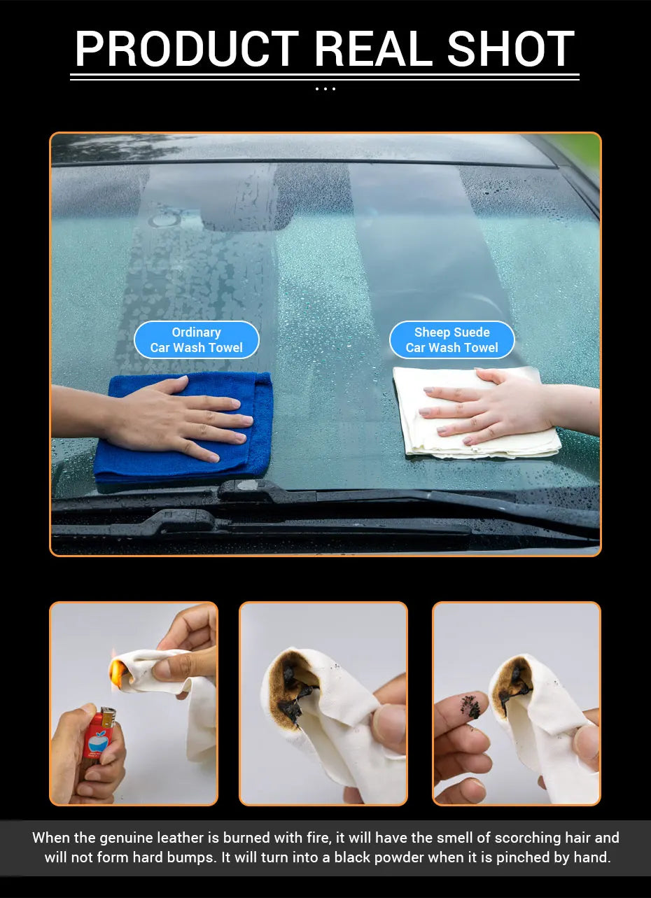 SEAMETAL Car Care Cleaning Towel Natural Sheepskin Quick Drying Cloth Super Absorbent Washing Towels Car Wash Tool Accessories