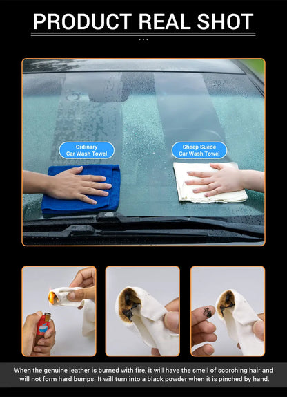 SEAMETAL Car Care Cleaning Towel Natural Sheepskin Quick Drying Cloth Super Absorbent Washing Towels Car Wash Tool Accessories