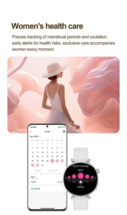 ECG Smart Watches Women 1.32 inch  AMOLED Screen Physical Examination Blood oxygen Pressure Fat Call Health ECG+PPG Smartwatch