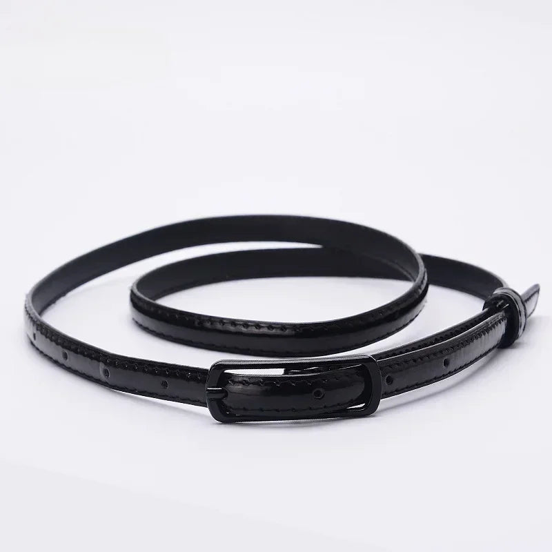 Children Candy Color Belts 1.2cm Super-thin PU Belts Simple Solid Color Lightweight Belts Summer Apparel Accessories