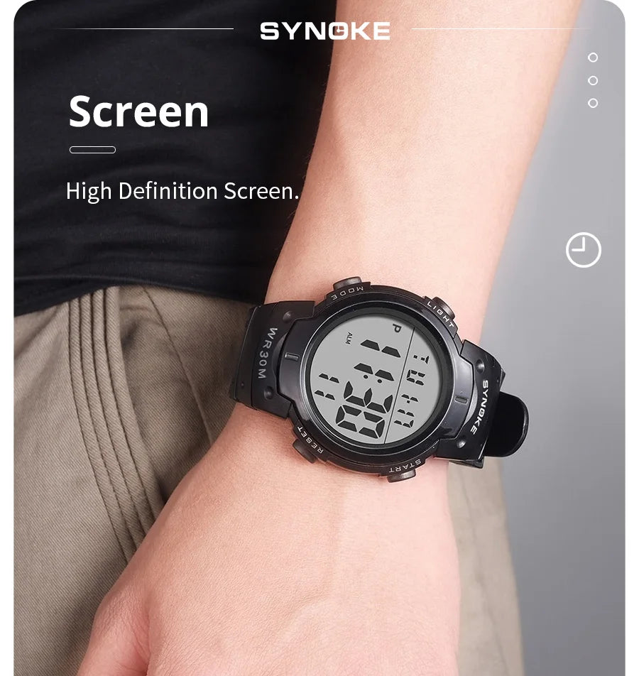SYNOKE Outdoor Sport Watch 30M Waterproof Digital Men Fashion MultiFunction Waterproof Digital Watch Men