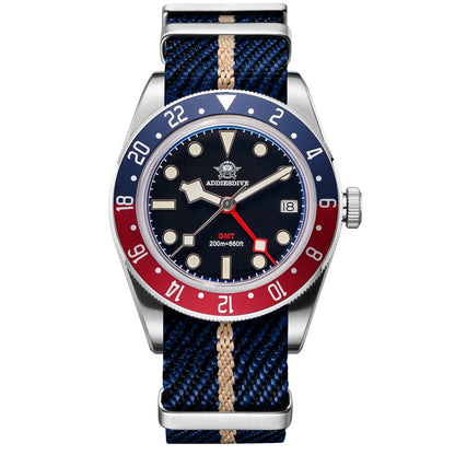 ADDIESDIVE Hot Sale GMT Movement Quartz Watch Stainless Steel Super Luminous 200M Diver Watches For Men AD2044 Relogio Masculino